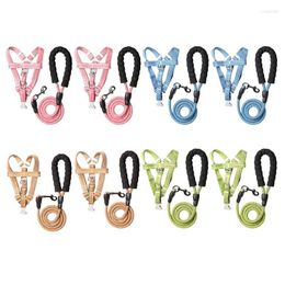 Dog Collars & Leashes Breathable Harness Set With Leash Traction Rope Collar Chest StrapDog