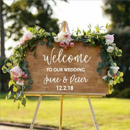 Personalised Wedding Party Decor Welcome Sign Wall Date Art Vinyl Decal Sticker Removable Mural Custom Text WE31 220613