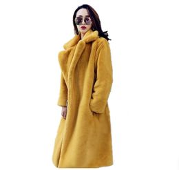 Faux Rabbit Luxury Long Fur Coat Loose Lapel OverCoat Thick Warm Plus Size Female Plush Coats For Mother's Days Gift