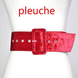 Belts Women Waist Sealing Width 5cm 7cm Style Velvet Imitation Suede Wide Belt Fashion Coat Decoration 100-130cm Pleuche RedBelts