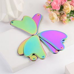 Luxury Beauty Face Care Massager Heart Shaped Electroplating Color 304 Stainless Steel Gua Sha Facial Lifting Tool Skin Rejuvenation Metal Guasha Board