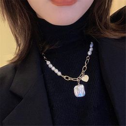 Pendant Necklaces Bohemia Heart Baroque Freshwater Pearls Necklace For Women Fashion Vintage Sweater Chain Jewellery Girl Gift 5557Pendant