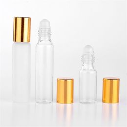 50pcs/lot 5ml 10ml Refillable Perfume Bottle Roll on Bottles for Essential Oils Vial Empty Perfume Sample Roller Bottle 220726
