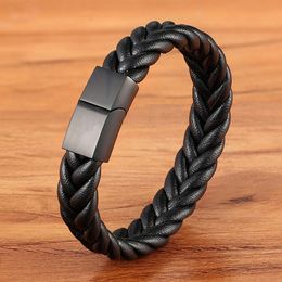 Classic Style New year Gift 6 Options Stainless Steel Leather Men's Bracelet Multi-color Magnet Buckle DIY Size Custom LOGO