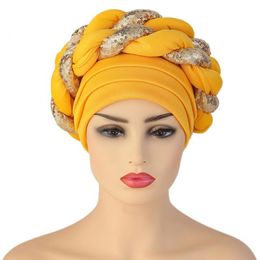 Ethnic Clothing African Headtie Latest Aso Oke Auto Gele Already Cap Nigerian Wedding Women Braid Turbans Ladies Head Wraps