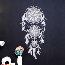 Large White Dream Catcher Hanging Arts for Girl Bedroom Feather Ornaments Decoration Room Wall Wedding 1222144