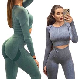 Yoga Clothing Sports Suit Women wear Outfit Fitness Set Athletic Wear Gym Seamless Workout Clothes For 220326