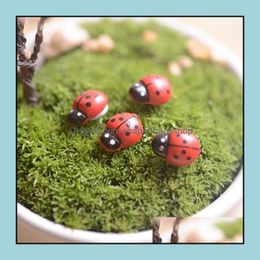 lady bugs UK - Arts And Crafts Arts Gifts Home Garden Artificial Mini Lady Bugs Insects Beatle Fairy Miniatures Moss Terrarium Decor Resin Bonsai Drop D