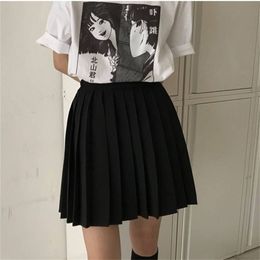 Japan High Waist Black Skirt Women Casual Vintage College Pleated Mini Skirts Plus Size 4xl Drop 210331