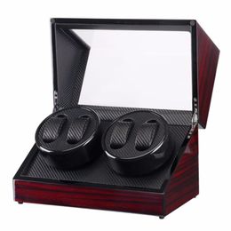 glossy boxes Canada - Watch Boxes & Cases Piano Glossy 4 Grids Wooden Winder Box Shaker For Watches Shop Display Rotate Automatic Casket Caja De Reloj