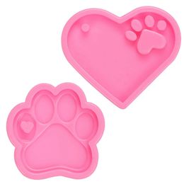 10Pcs Paw Print Keychain Silicone Resin Moulds Craft Tools Bear Dog Paw Candy Fondant Mould