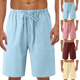 Men's Shorts With Memory Mens Casual Spring Pocket Sports Summer Bodybuilding Cotton Linen Short Pants 9 10Men's