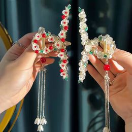 Hair Claw Clips Tassel Hairpin Flower Pearl Design Lily of the Valley Hair Accessories for Women