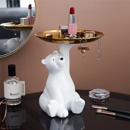 Modern Bear Sculpture Storage Box Decoration Trays Home Decor Accessories Modern Living Room Decor Christmas Decorations Gifts 220421