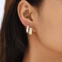Hoop & Huggie Pair Fashion Cubic Zirconia CZ Gold Earrings Set For Women Creative Crystal Ear Piercing Huggies Wedding Jewellery GiftHoop Kirs