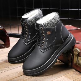 Pandaie-Mens Shoes Fashion Leisure Mens Flat Shoe Round Head Keep Warm Non-Slip Lace-UP Snow Boots