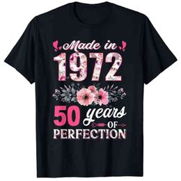 Realizzato nel 1972 floreale 50 anni 50 anni regali di compleanno t-shirt da donna regalo per la festa della mamma
