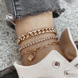 Anklets Trendy Multi Layer Gold Chain For Women Ladies Lock Pendant Ankle Bracelet On The Leg Barefoot Sandal Beach Jewelry1 Roya22