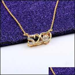 Pendant Necklaces Pendants Jewellery 18K Real Gold Plated 520 Heart Moving Crystal Zircon I Love You Women Party Wedding Gift Factory Price