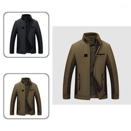 Men's Jackets Men Jacket Stylish Season Transition Middle-aged Long Sleeve Comfortable Male Coat