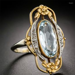Wedding Rings Vintage Flower Female Crystal Oval Ring Dainty Gold Silver Colour Engagement Boho Zircon Stone For WomenWedding Rita22
