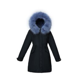 Make winter down jacket female han edition long overtheknee loose bf show thin waist parker fur coat 201027