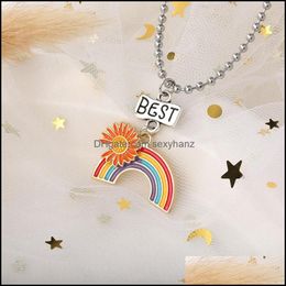 Pendant Necklaces Pendants Jewellery Women Stitching Heart Rainbow Friendship Couple Necklace For Girls Fashion Bests Friend Choker 3581 Q2