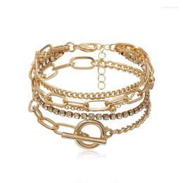 Jewelry Simple Geometric Ot Buckle All-Match Female Creative Mix And Match Diamond Round Beads Multi-Layer Bracelet Link Chain