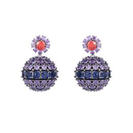 Dangle & Chandelier Luxury Zircon Flower Drop Earrings For Women Heavy Industry Exaggerated Firework Ball Girl Party Jewellery 2022Dangle