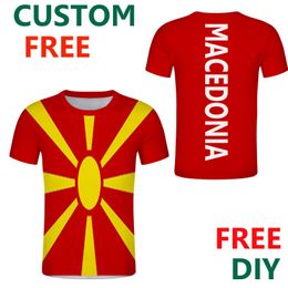 Macedonia t shirt Free DIY Custom t shirts Flag Emblem Shirts Customize MKD Country Name Number personalizad T shirt 220616