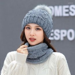 Women Winter Hats Knitted Collar & Hat Bulb Ball Beanie Female Cap Christmas Gift Gorros Mujer Invierno Beanie/Skull Caps Eger22