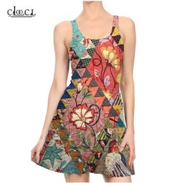 Floral Colourful Printed Cloth 3D Print Summer Dress Women Slim Sleeveless Women Sexy Dresses Pleated Casual Dress 220617