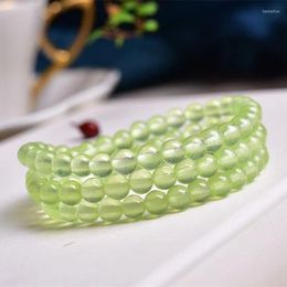 Beaded Strands Natural Green Grape Chalcedony Round Charms 6mm Three Laps Lucky Gift Bracelets Bangles For Women Crystal Jewelry Kent22