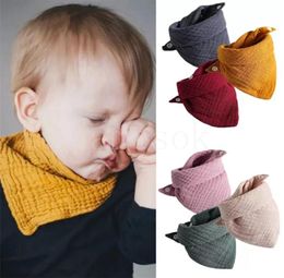 Baby gauze saliva towel Infants eating meal triangle Bibs Burp Cloths kids double-deck cotton gauze Bib DE443