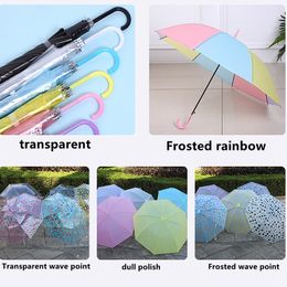 Creative fresh transparent umbrella with long handle for adults and children colored straight umbrella LK0092