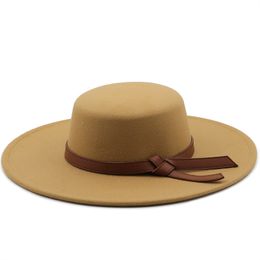 Cream Flat Top 10cm Wide Brim Fedora Hats Men Gentleman Boater Hat Fashion Party Wedding Hats for Women Elegant Church Chapeu