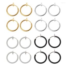 Hoop & Huggie 4Pcs Clip On Fake Earrings Non-pierced Nose Rings Lip Ear Body JewelryHoop Kirs22