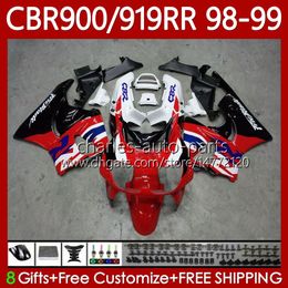 Bodywork For HONDA CBR919 CBR 900 919 RR CC 98-99 Years Body 127No.17 CBR 919RR 900RR 919CC CBR900 RR CBR919RR 98 99 900CC CBR900RR 1998 1999 Fairings Kit red stock blk