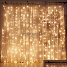 Other Festive Party Supplies Home Garden 300Cm Led Window Curtain Icicle Lights 300 String Light Wedding For Christmas Halloween Bedroom D