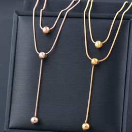 Pendant Necklaces Stainless Steel Necklace Metal Ball Long Gold Color Chain Women's Fashion Jewelry 2022 XL281 SSKPendant