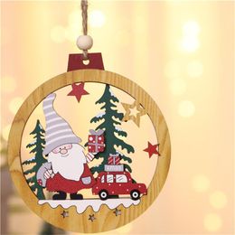 Christmas Decorations Hollow Santa Claus Pendant Tree Wooden Double Side Hanging Pendants Personalised Ornaments Gifts A40Christmas