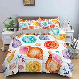 Starfish Shell Bedding Set Child Duvet Cover Bed with 1/2 Pillowcase Comforter s Twin Queen