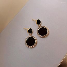 Black Circle Earrings High-end Niche Temperament Female 2022 High Quality Elegant Fashion Stud Dangle & Chandelier