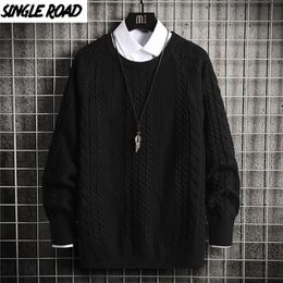 SingleRoad Oversized Mens Knitted Sweater Men Winter Hip Hop Harajuku Korean Casual Sweaters Pullover Black Sweater Men 201221