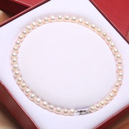 Hand knotted necklace 8-9mm white pink purple natural freshwater pearl choker Jewellery 45cm
