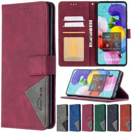 Flip Diamond Stitching Leather Wallte Cases For Samsung A01 A10/E A11 A12 A20/E A21/S A30/S A31 A40 A41 A42 A50/S A51 A70 A71