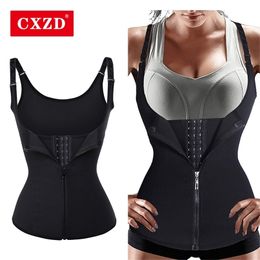 CXZD Women Trainer Push Up Tummy Belly Girdle Body Shaper Waist Cincher Corset Zipper Vest Plus Size S4XL Shaperwear 220615