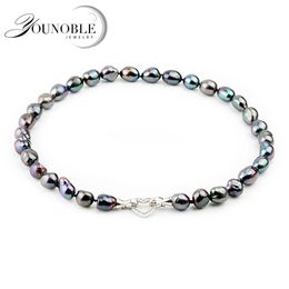 Chains Fashion Big Black Baroque Pearl Necklace For Women 10-11mm Freshwater Birthday GiftChains ChainsChains