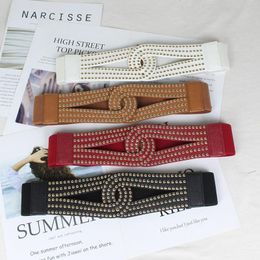 Belts European And American Women's Waist Seal Fashion Decorative Coat Rivet Elastic Wide Belt WomenBelts