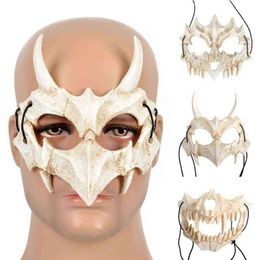 god costumes NZ - Japanese Anime Dragon God Skeleton Half Face Mask Halloween Cosplay Costume Prop Christmas L220530